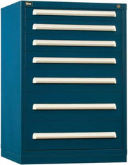 Vidmar - 7 Drawer, Modular Storage Cabinet - Steel, 30" Wide x 27-3/4" Deep x 44" High, Dark Blue - Apex Tool & Supply