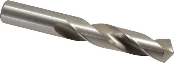 Cleveland - 35/64" 118° Spiral Flute High Speed Steel Screw Machine Drill Bit - Bright Finish, Right Hand Cut, 2-1/2" Flute Length, 4" OAL, Standard Point, Straight Shank - Apex Tool & Supply