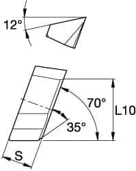 Kennametal - SPHX1205 Grade KCK15 Carbide Milling Insert - TiN/TiCN/Al2O3 Finish, 0.217" Thick, 12mm Inscribed Circle - Apex Tool & Supply