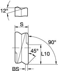 Kennametal - SPHX1205 Grade KTPK20 Cermet Milling Insert - TiAlN Finish, 0.2165" Thick, 12mm Inscribed Circle - Apex Tool & Supply