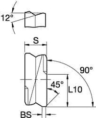 Kennametal - SPHX1205 Grade KTPK20 Cermet Milling Insert - TiAlN Finish, 0.2165" Thick, 12mm Inscribed Circle - Apex Tool & Supply