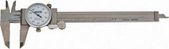 Fowler - 0" to 6" Range, 0.001" Graduation, 0.1" per Revolution, Dial Caliper - White Face, 1.6" Jaw Length, Accurate to 0.0010" - Apex Tool & Supply