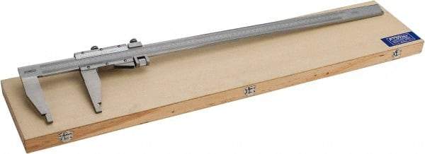 Fowler - 0 to 24" Stainless Steel Vernier Caliper - 0.02mm Graduation, 4" Jaw Depth, 0.003" Accuracy, Includes Inside Diameter, Outside Diameter - Apex Tool & Supply