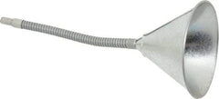 Value Collection - 1 Qt Capacity Steel Funnel - 6" Mouth OD, 9/16" Tip OD, 12" Flexible Spout - Apex Tool & Supply