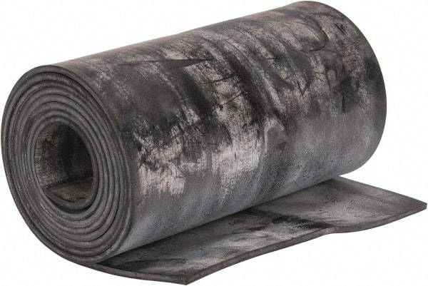 Made in USA - 1/8" Thick x 6" Wide x 60" Long, Plain Backed Buna-N Rubber Strip - Stock Length, 70 Shore A Durometer, 2,500 psi Tensile Strength, -20 to 170°F, Black - Apex Tool & Supply
