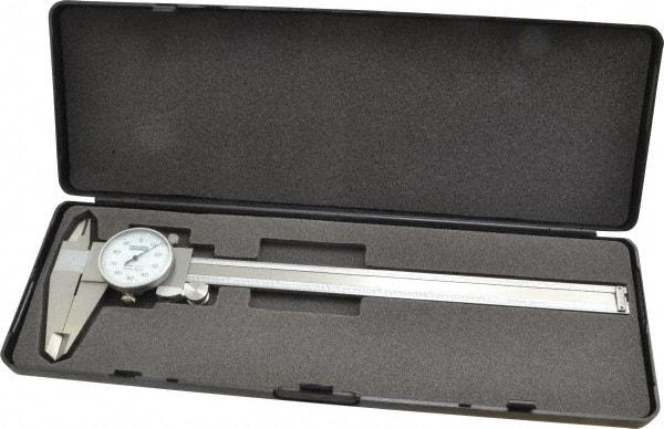 Fowler - 0" to 8" Range, 0.001" Graduation, 0.1" per Revolution, Dial Caliper - White Face, 2" Jaw Length - Apex Tool & Supply