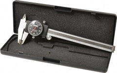 Fowler - 0" to 6" Range, 0.001" Graduation, 0.1" per Revolution, Dial Caliper - Black Face, 1.6" Jaw Length, Accurate to 0.0010" - Apex Tool & Supply