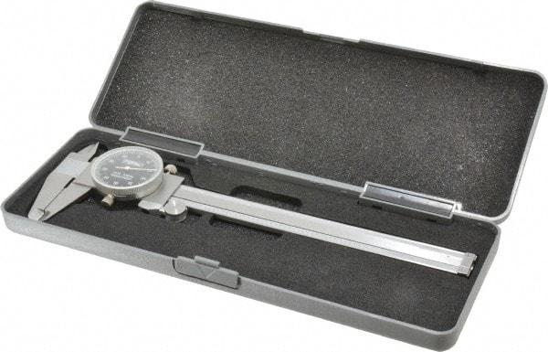 Fowler - 0" to 6" Range, 0.001" Graduation, 0.1" per Revolution, Dial Caliper - Black Face, 1.6" Jaw Length, Accurate to 0.0010" - Apex Tool & Supply