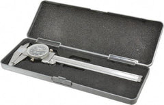 Fowler - 0" to 6" Range, 0.001" Graduation, 0.1" per Revolution, Dial Caliper - Black Face, 1.6" Jaw Length, Accurate to 0.0010" - Apex Tool & Supply