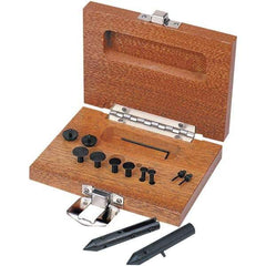 TESA Brown & Sharpe - 0.06, 0.11 & 0.156" Groove Depth, Black Oxide Cold Rolled Steel & Wood (Case) Caliper Centerline Attachment - 19 Pieces, 0.65" Bore Depth, For Use with Brown & Sharpe & Competitive 6" Dial, Digital & Vernier Calipers - Apex Tool & Supply