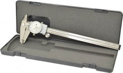 TESA Brown & Sharpe - 0" to 8" Range, 0.001" Graduation, 0.1" per Revolution, Dial Caliper - White Face, 1.9" Jaw Length - Apex Tool & Supply