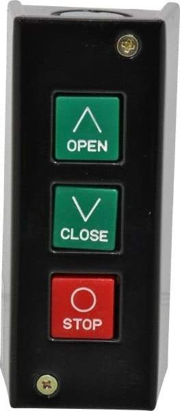 Value Collection - 3 Operator, Pushbutton Control Station - Open-Close-Stop (Legend), Momentary Switch, NO/NC Contact, NEMA 1 - Apex Tool & Supply