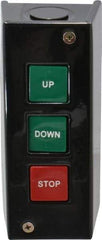 Value Collection - 3 Operator, Pushbutton Control Station - Up-Down-Stop (Legend), Momentary Switch, NO/NC Contact, NEMA 1 - Apex Tool & Supply