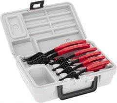 Proto - 6 Piece, 3/8 to 3" Bore, 1/4 to 3-11/32" Shaft, Convertible Retaining Ring Pliers Set - 0.038 to 0.07" Tip Diam Range - Apex Tool & Supply