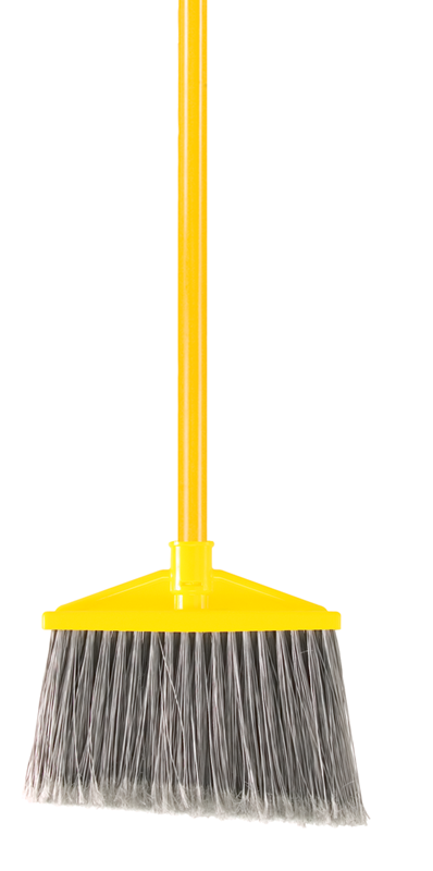 Angle Broom with 10.5" Sweep Area -1" Dia (2.5 cm) Vinyl Coated Metal Handle - Apex Tool & Supply