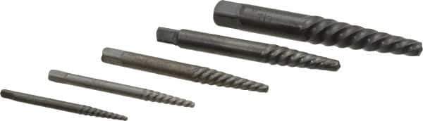 Cleveland - 5 Piece Spiral Flute Screw Extractor Set - Screw Range 3/16 to 3/4" - Apex Tool & Supply