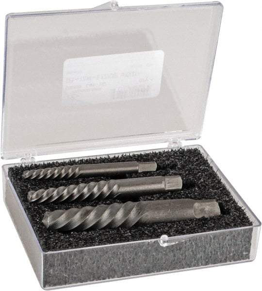 Cleveland - 3 Piece Spiral Flute Screw Extractor Set - Screw Range 25/32 to 1-7/8" - Apex Tool & Supply