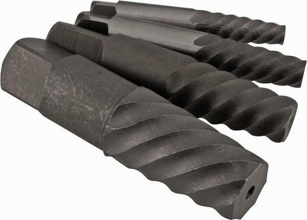 Cleveland - 4 Piece Spiral Flute Screw Extractor Set - Screw Range 15/32 to 1" - Apex Tool & Supply