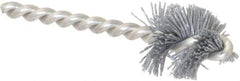 Made in USA - 1" Diam Helical Nylon Tube Brush - 0.022" Filament Diam, 1" Brush Length, 3-1/2" OAL, 1/4" Diam Stainless Steel Shank - Apex Tool & Supply