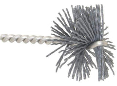 Made in USA - 2" Diam Helical Nylon Tube Brush - 0.04" Filament Diam, 1" Brush Length, 3-1/2" OAL, 1/4" Diam Stainless Steel Shank - Apex Tool & Supply