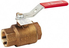 NIBCO - 2" Pipe, Full Port, Bronze Standard Ball Valve - 2 Piece, Inline - One Way Flow, FNPT x FNPT Ends, Horizontal Chain Lever Handle, 600 WOG, 150 WSP - Apex Tool & Supply