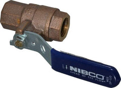NIBCO - 1/2" Pipe, Full Port, Bronze Standard Ball Valve - 2 Piece, Inline - One Way Flow, FNPT x FNPT Ends, Lever Handle, 600 WOG, 150 WSP - Apex Tool & Supply