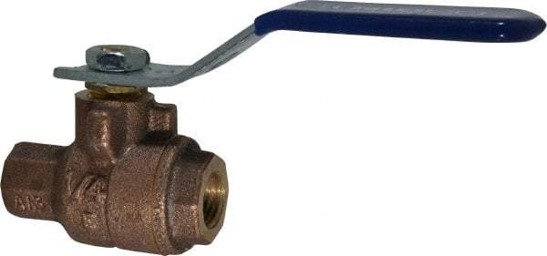 NIBCO - 1/4" Pipe, Full Port, Bronze Standard Ball Valve - 2 Piece, Inline - One Way Flow, FNPT x FNPT Ends, Lever Handle, 600 WOG, 150 WSP - Apex Tool & Supply