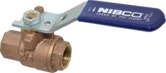 NIBCO - 3/8" Pipe, Full Port, Bronze Standard Ball Valve - 2 Piece, Inline - One Way Flow, FNPT x FNPT Ends, Lever Handle, 600 WOG, 150 WSP - Apex Tool & Supply