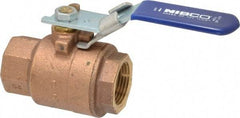NIBCO - 1" Pipe, Full Port, Bronze Standard Ball Valve - 2 Piece, Inline - One Way Flow, FNPT x FNPT Ends, Locking Lever Handle, 600 WOG, 150 WSP - Apex Tool & Supply