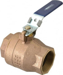 NIBCO - 2" Pipe, Full Port, Bronze Standard Ball Valve - 2 Piece, Inline - One Way Flow, FNPT x FNPT Ends, Locking Lever Handle, 600 WOG, 150 WSP - Apex Tool & Supply