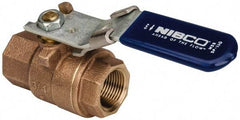 NIBCO - 3/4" Pipe, Full Port, Bronze Standard Ball Valve - 2 Piece, Inline - One Way Flow, FNPT x FNPT Ends, Locking Lever Handle, 600 WOG, 150 WSP - Apex Tool & Supply