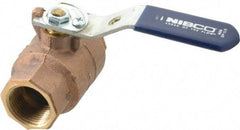 NIBCO - 1" Pipe, Full Port, Bronze Standard Ball Valve - 2 Piece, Inline - One Way Flow, FNPT x FNPT Ends, Lever with Memory Stop Handle, 600 WOG, 150 WSP - Apex Tool & Supply