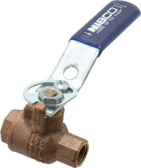 NIBCO - 1/4" Pipe, Full Port, Bronze Standard Ball Valve - 2 Piece, Inline - One Way Flow, FNPT x FNPT Ends, Lever with Memory Stop Handle, 600 WOG, 150 WSP - Apex Tool & Supply
