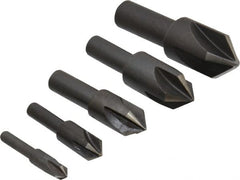 Cleveland - 5 Piece, 1/4 to 3/4" Head Diam, 82° Included Angle, Single End Countersink Set - Apex Tool & Supply