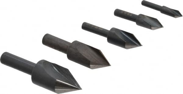 Cleveland - 5 Piece, 1/4 to 3/4" Head Diam, 60° Included Angle, Single End Countersink Set - Apex Tool & Supply
