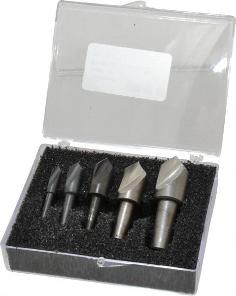 Cleveland - 5 Piece, 1/4 to 3/4" Head Diam, 82° Included Angle, Single End Countersink Set - Apex Tool & Supply