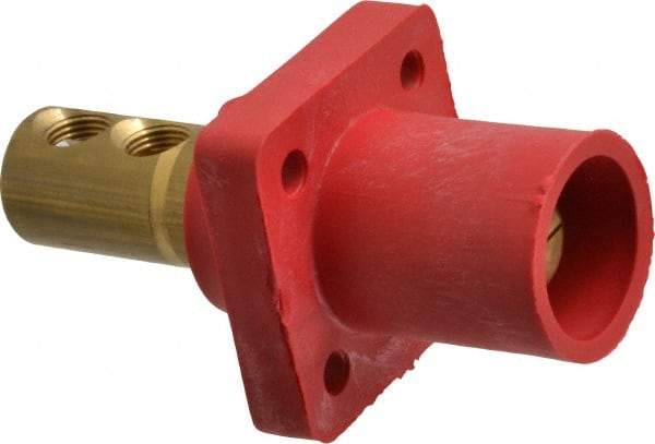 Leviton - 3R NEMA Rated, 600 Volt, 400 Amp, 1/0 to 4/0 AWG, Male, Double Set Screw, Panel Receptacle - 4-1/2 Inch Long, Red - Apex Tool & Supply