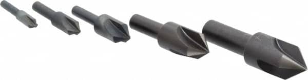 Cleveland - 5 Piece, 1/4 to 3/4" Head Diam, 82° Included Angle, Single End Countersink Set - Apex Tool & Supply