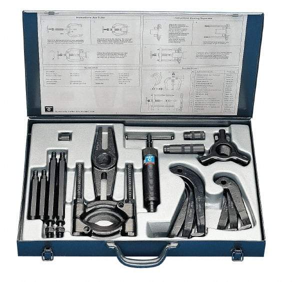 SKF - 8 Ton Capacity, 6" Spread, Hydraulic Puller Set - 3 Jaws, 10.6" Reach - Apex Tool & Supply