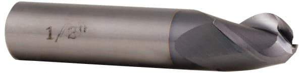 Accupro - 1" Diam, 2" LOC, 3 Flute Solid Carbide Ball End Mill - TiCN Finish, Single End, 4" OAL, 1" Shank Diam, Spiral Flute - Apex Tool & Supply