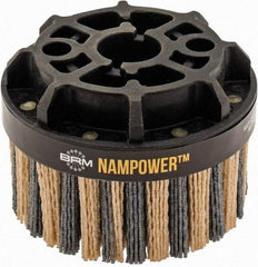 Brush Research Mfg. - 4" 80 Grit Ceramic/Silicon Carbide Tapered Disc Brush - Coarse Grade, CNC Adapter Connector, 0.71" Trim Length, 7/8" Arbor Hole - Apex Tool & Supply