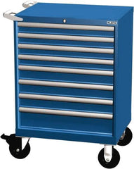 LISTA - 8 Drawer 165 Lb Capacity Steel Tool Roller Cabinet - 28-1/4" Wide x 41-1/2" High x 22-1/2" Deep, Roller Bearing Drawer Slides, Blue - Apex Tool & Supply