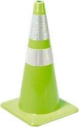 PRO-SAFE - 36" High, Lime Rigid Traffic Cone - 15" Base Width, 10 Lb, PVC - Apex Tool & Supply