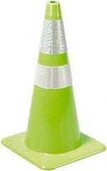 PRO-SAFE - 36" High, Lime Rigid Traffic Cone - 15" Base Width, 10 Lb, PVC - Apex Tool & Supply