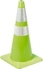 PRO-SAFE - 28" High, Lime Rigid Traffic Cone - 14" Base Width, 7 Lb, PVC - Apex Tool & Supply