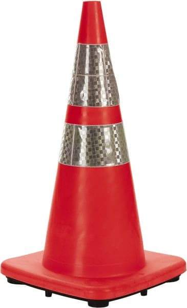 PRO-SAFE - 28" High, Orange Rigid Traffic Cone - 14" Base Width, 7 Lb, PVC - Apex Tool & Supply