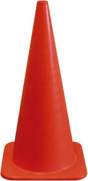 PRO-SAFE - 28" High, Orange Traffic Cone with Base - 13" Base Width, 5 Lb, PVC - Apex Tool & Supply
