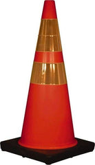 PRO-SAFE - 28" High, Orange Traffic Cone with Base - 14" Base Width, 7 Lb, PVC - Apex Tool & Supply