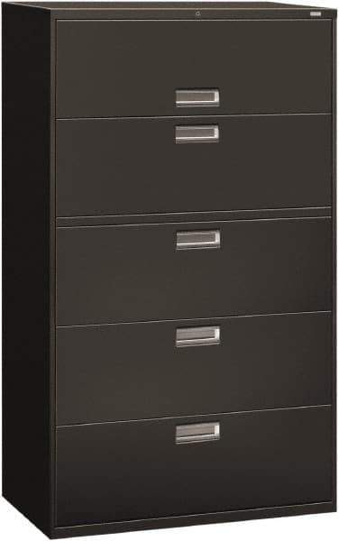 Hon - 42" Wide x 67" High x 19-1/4" Deep, 5 Drawer Roll-Out, Roll-Out Posting - Steel, Charcoal - Apex Tool & Supply