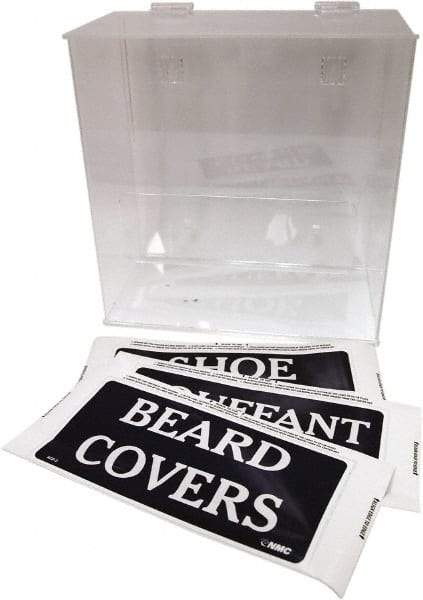 NMC - Table and Wall Mount Bouffant Cap Beard Cover and Shoe Cover Dispenser - 11-3/4 Inch Wide x 6 Inch Deep x 12 Inch High, Clear - Apex Tool & Supply
